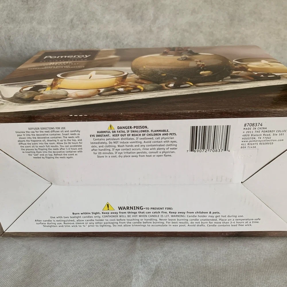 NIB Pomeroy Home Mystic Fragrance Tray – Sandalwood Falls Reed Diffuser & Candle